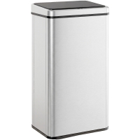 HOMCOM Poubelle à Capteur de 50L, Couvercle à Fermeture en Douceur, Poubelle de Cuisine Automatique Acier Inoxydable, Argenté