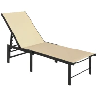 Outsunny Verstellbare Garten-Sonnenliege für den Außenbereich mit in 4 Positionen verstellbarer Rückenlehne und Stahlrahmen 166x60x84 cm Khaki(m-7)