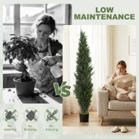 HOMCOM Set of 2 Decorative Artificial Plants Cypress in Weighted Pot, Fake Plant with 2035 Leaves, 150 cm(m-5)