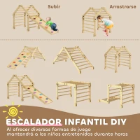 AIYAPLAY Escalada para Niños de 18-48 Meses 3 en 1 con Rampa para Deslizarse o Escalar 175x70x89 cm Multicolor(m-5)