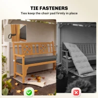 Outsunny Wodoodporna poduszka na ławkę, poduszka na zewnątrz ze zdejmowanym pokrowcem i paskami mocującymi, na ogród i taras, 110 x 46 cm, ciemnoszara(m-7)