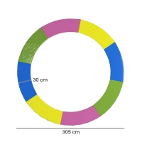 SPORTNOW Copertura Tappeto Elastico Ø305x30 cm Pieghevole e Portatile, in Plastica, PE e Schiuma, Multicolore(m-3)