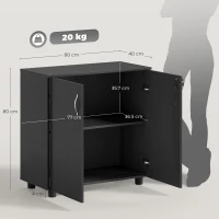 Vinsetto Mobile Ufficio Portadocumenti Multiuso con Serratura, 2 Ante e Mensola Interna, 80x40x80 cm, Nero(m-3)