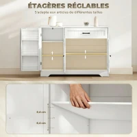 HOMCOM Buffet cuisine, meuble de rangement avec tiroir, 3 portes à fermeture douce, racks-porte et étagères réglables, blanc(m-6)