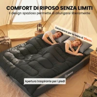 Outsunny sacco a pelo matrimoniale per 2 adulti con cuscini, 230x165 cm, nero(m-6)