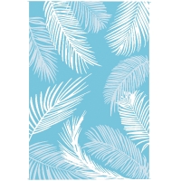 Outsunny Outdoor Teppich wendbarer robuster Wetterfest Outdoorteppich mit Tragetasche Bodenankern 274 x 182 cm Hellblau+Weiß