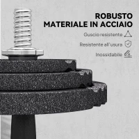 SPORTNOW Pesi per Palestra 2 in 1 da 42 kg con 14 Dischi, Bilanciere e Manubri, in Acciaio, 180x24x24 cm, Nero(m-6)