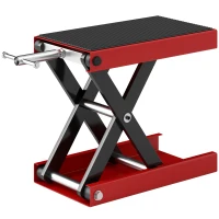 DURHAND Plataforma Elevadora de Tijera Carga 500 kg Altura Ajustable 10-37 cm Soporte para Motocicletas Soporte de Moto para Aparcar o Reparar Taller Garaje 41,5x23,5x10-37 cm Negro y Rojo(m-11)