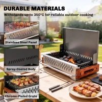 Outsunny Portable BBQ Grill, Folding Charcoal Barbecue Grill with Removable Charcoal Basin for Camping Picnic Garden Party, Black(m-6)