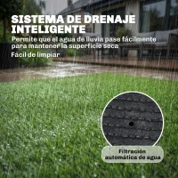 Outsunny Césped Sintético 1m x 4m Alfombra Césped Artificial con Altura de Hierba 10 mm Drenaje Automático Verde(m-7)