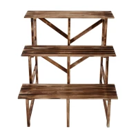 Outsunny Fioriera Portavasi a 3 Gradini in Legno di Abete in Grado di Supportare Fino a 80kg di Carico per Giardini, Terrazzi, Balconi e Appartamenti 80x80x78cm(m-7)