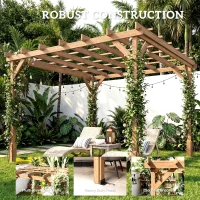 Outsunny 3 x 3 m Wooden Pergola Kit, Decorative Garden Gazebo Shelter with Stable Structure for Climbing Vines, Dark Brown(m-6)