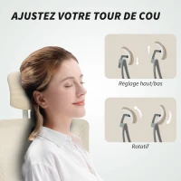 HOMCOM Chaise bureau ergonomique, fauteuil de bureau, accoudoirs relevables, soutien lombaire, appui-tête, 60x63x120cm, beige(m-6)