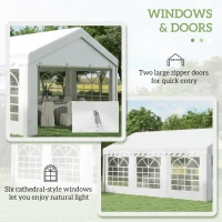 Outsunny 6 x 4m Party Gzebo, Party Marquee, Heavy Duty, Removable Sidewalls & Zippered Doors, Windows, Water Resistant-Whtie(m-5)