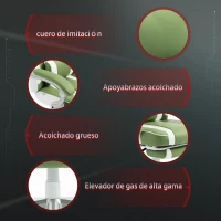 HOMCOM Silla Gamer Reclinable con Altura Ajustable Reposapiés Retráctil Soporte Lumbar y Reposacabezas Desmontable Verde(m-7)