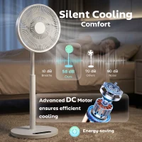 HOMCOM Wentylator stojący z pilotem i 12 prędkościami, wentylator podłogowy z regulowaną wysokością do sypialni, biały(m-4)