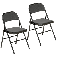 HOMCOM Lote de 2 sillas plegables sillas de comedor portátiles estructura de acero dim. 45l x 46P x 78H cm negro