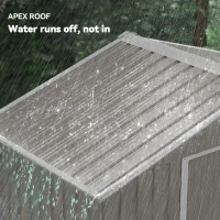 Outsunny Outdoor Garden Shed Storage, Backyard Steel Utility Tool Shed, Lawn Garage Building Organizer w/Sliding Door, Gable Roof, 1.94x1.1x1.84m, 4 Vents-Gray(m-6)