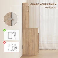 HOMCOM Small Vanity Desk with Mirror and LED Lights, Compact Dressing Table with Drop Leaf, Open Shelves, Natural Wood(m-7)