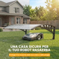 Outsunny Pensilina da Esterno per Tagliaerba Impermeabile e UV 30+, in Alluminio, 100x81x43 cm, Bianco e Nero(m-4)