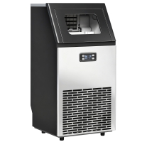 HOMCOM Commercial Ice Maker Machine, Freestanding Stainless Steel Ice Machine with Self-Cleaning, LCD Display, 45kg/24 Hours and 11kg Ice Storage for Home, Office, Bar, Restaurant, Supermarkets