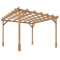 Outsunny 3 x 3 m Wooden Pergola Kit, Decorative Garden Gazebo Shelter with Stable Structure for Climbing Vines, Dark Brown(m-1)