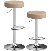 HOMCOM Bar Stools Set of 2, Modern PU Leather Swivel Barstools, Height Adjustable Breakfast Bar Chairs with Footrest, Brown(m-10)