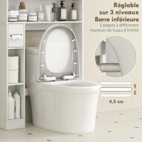 HOMCOM Meuble WC dessus de toilette ou machine à laver, 2 portes, 3 compartiments, porte-papier toilette, 80x19,5x170cm, blanc(m-6)