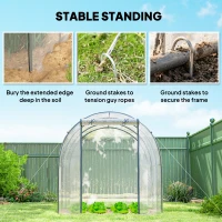 Outsunny Polytunnel Greenhouse Walk-in Grow House with Plasric Cover, Door, Mesh Window and Steel Frame, 3 x 2 x 2m, Clear(m-7)