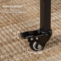 HOMCOM Masă Pliabilă cu 6 Roți și Raft Stil Industrial din Lemn și Metal, Maro Rustic(m-5)