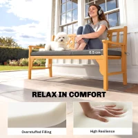 Outsunny Wodoodporna poduszka na ławkę, poduszka na zewnątrz ze zdejmowanym pokrowcem i paskami mocującymi, na ogród i taras, 110 x 46 cm, ciemnoszara(m-5)