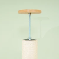 PawHut Tiragraffi a soffitto con protezione anti-ribaltamento, palo in corda di sisal e pannello truciolare, 40x40x250 cm, Crema e bianco(m-5)