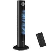 HOMCOM 28dB Tower Fan for Bedroom, 36 inch, 8 m/s Velocity Standing Cooling Fan with 80° Oscillating, BLDC Motor, 12 Speeds, LED Display, 4 Modes, 12H Timer, Remote Control, Black(m-10)