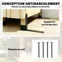 Outsunny Armoire de Jardin en Bois Toit Acier Galvanisé Texture Gaufrée Étagères Réglables 85x58x213cm Bois Naturel(m-7)