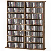 HOMCOM CD & DVD storage with 16 compartments and 12 adjustable shelves max capacity 720 CD/396 DVD & Blu-ray brown(m-7)