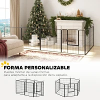 PawHut Parque para Perros de 6 Paneles de 80 cm de Altura con Puerta para Interior y Exterior Negro(m-4)