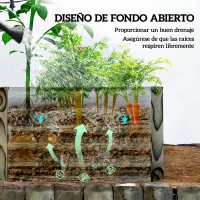Outsunny Jardinera Exterior Grande Rectangular de Acero Galvanizado para Terraza con Base Abierta 180x90x57,5 cm Natural(m-6)