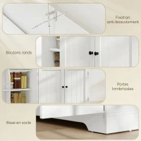 HOMCOM Buffet cuisine, meuble de rangement avec tiroir, 3 portes à fermeture douce, racks-porte et étagères réglables, blanc(m-8)