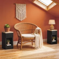 HOMCOM Set of Two Modern Storage Bedside Tables - Black(m-8)