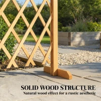 Outsunny 2 Pack Expanding Fence Panels, Wooden Freestanding Garden Fence with Stable Feet, 180 x 30 x 103cm, Brown(m-5)