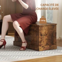 HOMCOM Coffre de rangement, coffre à jouets, avec charnière de sécurité, pour salon, en bois, 80 x 40 x 45 cm, brun rustique(m-6)