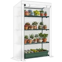 Outsunny Four-Tier Mini Greenhouse - Grey/White(m-10)