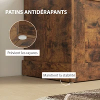 HOMCOM Coffre de rangement, coffre à jouets, avec charnière de sécurité, pour salon, en bois, 80 x 40 x 45 cm, brun rustique(m-7)