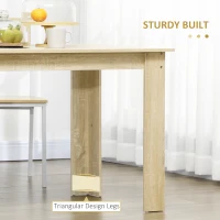 HOMCOM Dining Table for 4-6 People, Kitchen Table with Wood Effect for Dining Room, Oak(m-6)