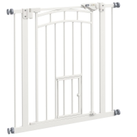 PawHut Barrera de Seguridad para Perros 74-80 cm con Montaje a Presión Doble Bloqueo Extensión para Puerta Escalera Blanco