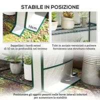Outsunny Serra da Giardino con 2 Porte Avvolgibili, Scaffale a 3 Ripiani e Tasche Laterali, Bianco e Verde(m-7)