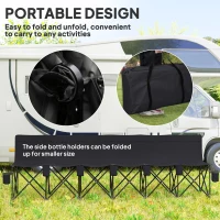 Outsunny 6 Seater Folding Camping Chair with Cup Holder & Carry Bag - Black(m-4)