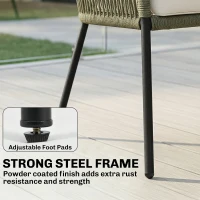 Outsunny Conjunto de Jardim Exterior 4 Lugares Sofá 2 Lugares 2 Poltronas e Mesa de Centro Vidro Temperado PP Redondo Trançado Creme(m-4)