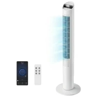 HOMCOM Tower Fan with WiFi App Control Standing Floor Cooling Fan Remote Control 101.8 cm White(m-11)