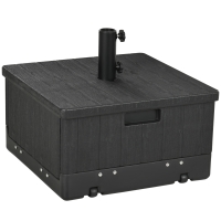 Outsunny Base para Sombrilla Exterior 3 en 1 Mesa Auxiliar Macetero con Drenaje Soporte de Parasol Rellenable Arena 80 kg Negro